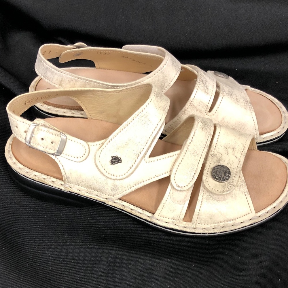 Finn Comfort Metallic Cream Slingback Sandals sz37 - Picture 3 of 8